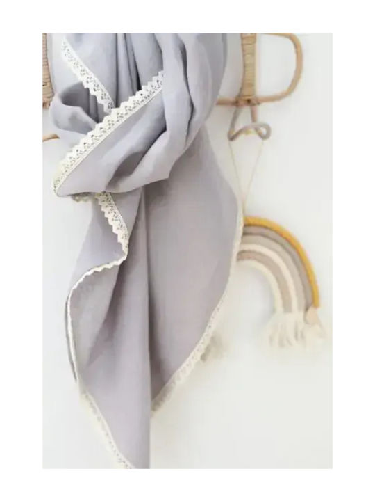 BabyLy Pătură Pepinieră Swaddling pături 100% bumbac Gri 100x100cm