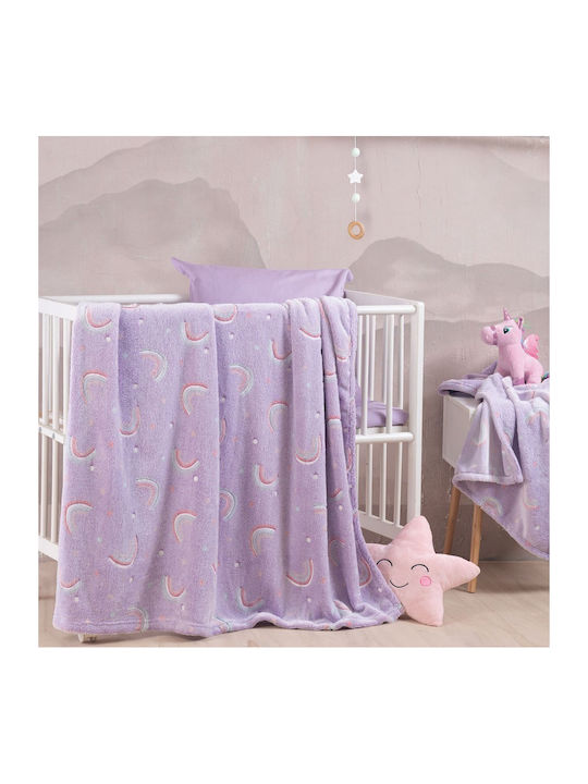 Rythmos Blanket Nursery Swaddling Blankets Nelie Fleece Lilac 80x110cm