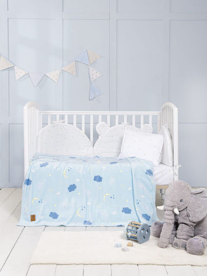 Nima Decke Kinderbett Vlies Hellblau 110x140cm