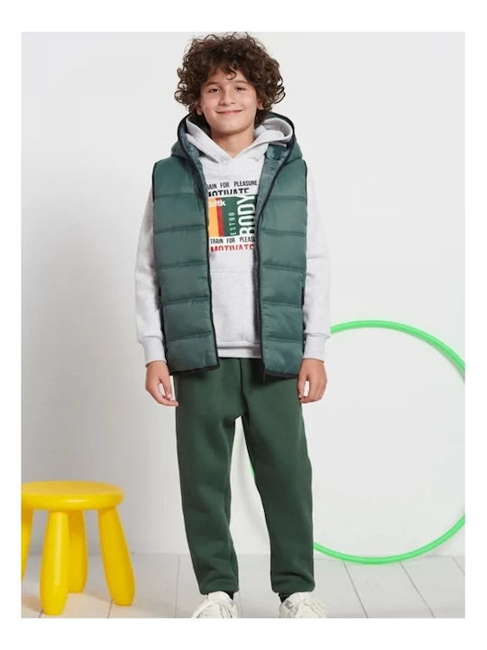Kids' Sports Jacket Sleeveless with Hood Green