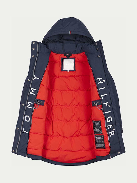 Kids' Parka Long with Hood Navy Blue