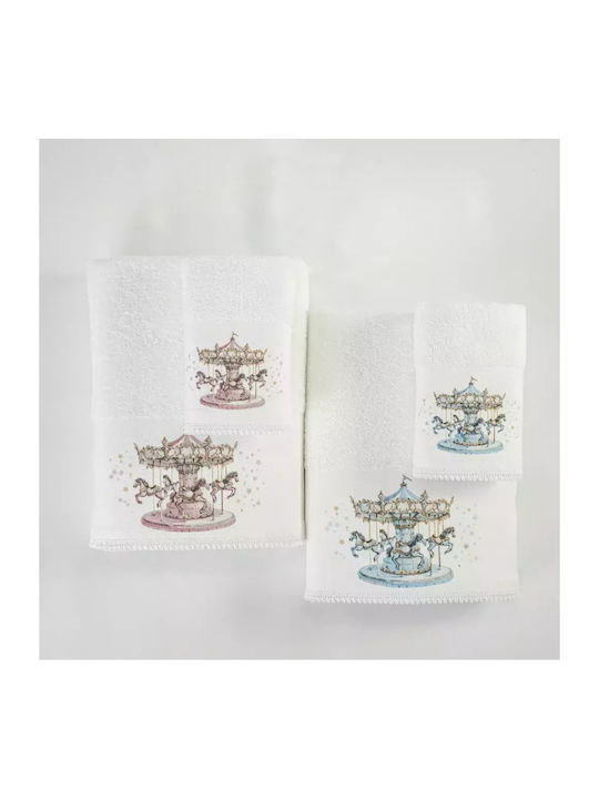 Borea Set of baby towels 2pcs White-pink 30 cmx50cm