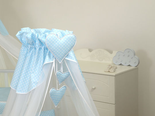 Amy Baby Mosquito Net for Crib Bear Heart with Tulle and Stand Blue 160x600x600cm