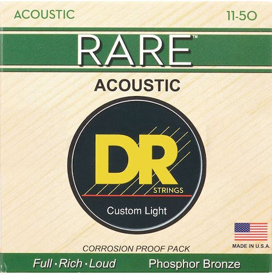 DR Seltenes Einstellen Phosphor-Bronze Akustikgitarrensaiten 11 - 50" Custom Light