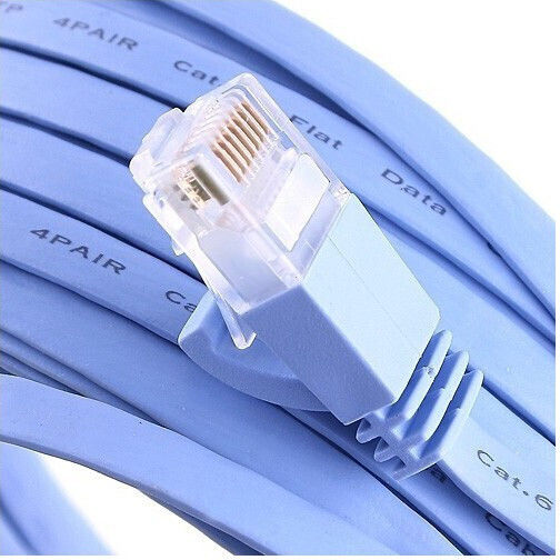 Cable Lan Cat 6 Flat 3.0 m Detech Network Cable 3 Meters Flat Cat6 Light Blue