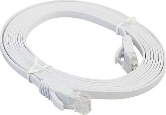 Flat U/UTP Cat.6 Gigabit Network Cable Ethernet 10m White