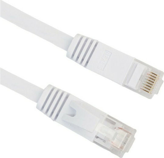 Flat U/UTP Cat.6 Gigabit Network Cable Ethernet 10m White