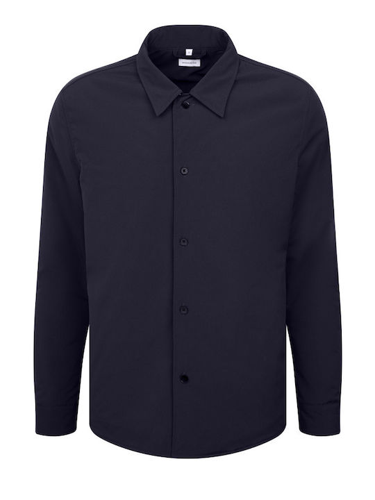 Μακρυμάνικo Overshirt σε Κανονική Γραμμή Μπλε