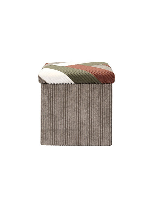 Stool For Living Room With Storage Space Upholstered with Fabric Multicolour 38x38x38cm