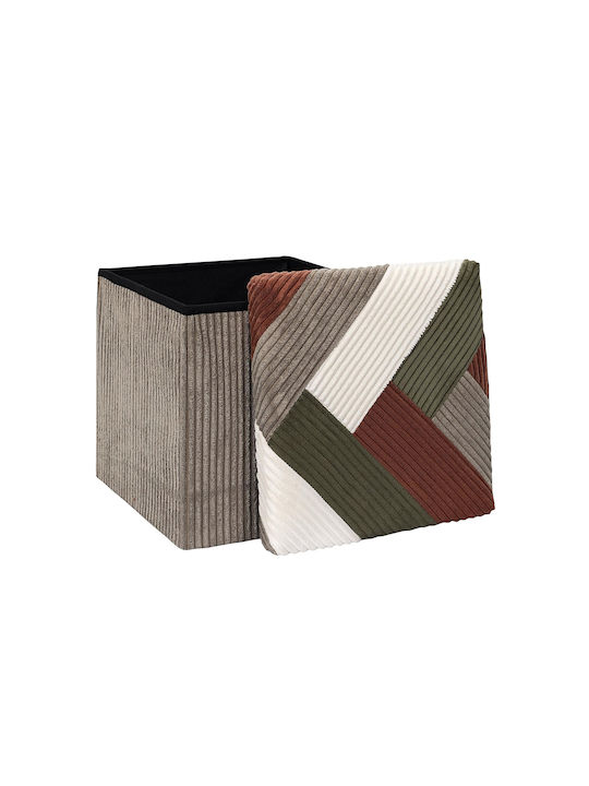 Stool For Living Room With Storage Space Upholstered with Fabric Multicolour 38x38x38cm
