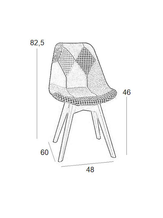 Palmyra Plus Dining Room Fabric Chair Patchwork 50x49x82cm 4pcs