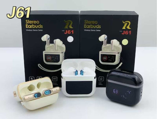 J61 In-ear Bluetooth Handsfree Earphones with Charging Case Gold