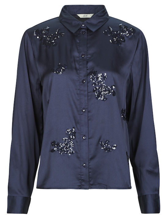 Langärmelig Damen Hemd Marineblau