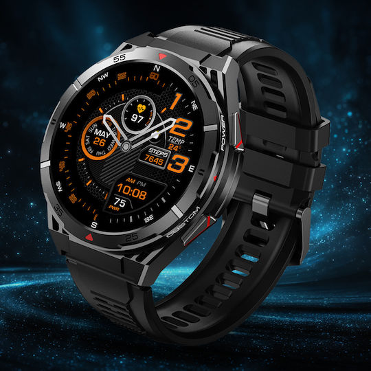 inSPORTline Rodamo 50mm Αδιάβροχο Smartwatch με Παλμογράφο (Μαύρο - Large)