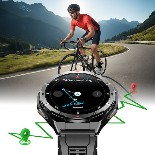 inSPORTline Rodamo 50mm Αδιάβροχο Smartwatch με Παλμογράφο (Μαύρο - Large)