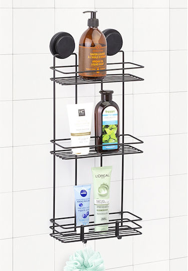 Metalife An der Wand montiert Badezimmerregal Metallisch 51.5x39x49.5cm Schwarz