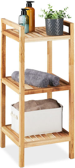 Relaxdays Επιδαπέδια Ραφιέρα Μπάνιου Ξύλινη 81x35x35cm Καφέ