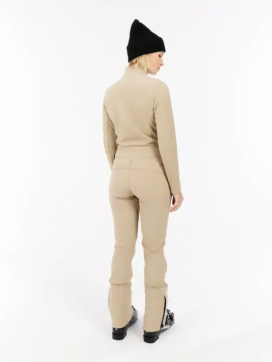 Χειμερινή Γυναικεία Fleece Μπλούζα με Φερμουάρ Bamboo Beige