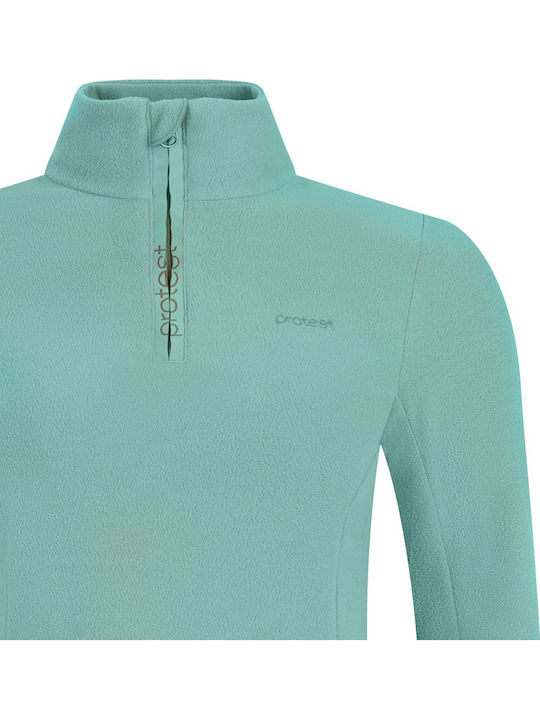 Χειμερινή Γυναικεία Fleece Μπλούζα με Φερμουάρ Glacial Blue