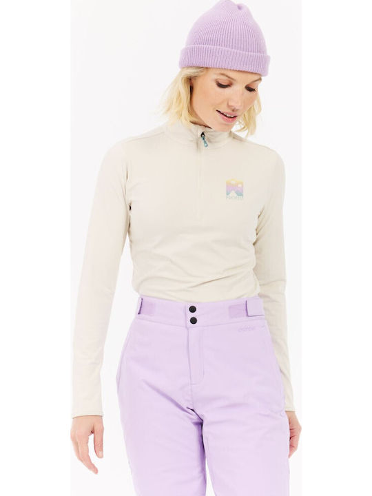 Winter Women's Fleece Blouse with Zipper Off White