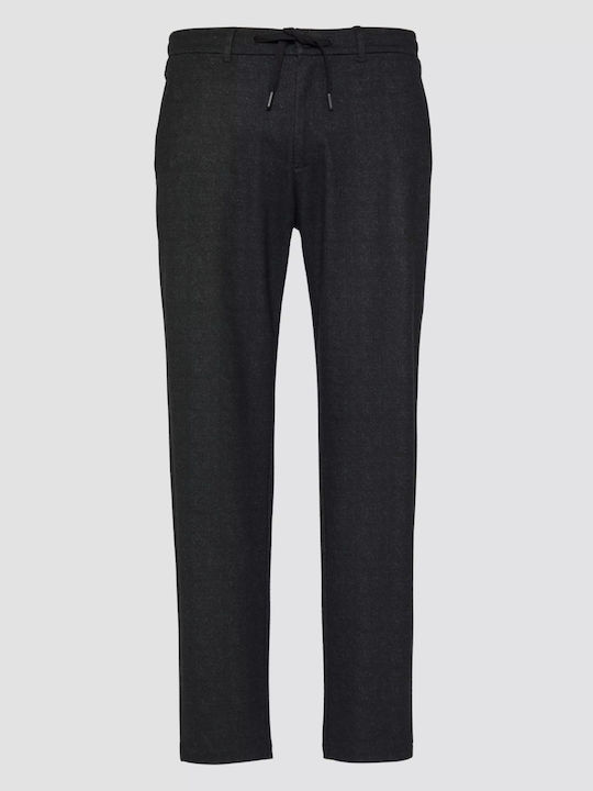 Pantaloni Chino Elastic cu Croială Slim Black