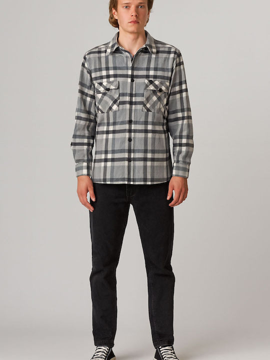 Long-sleeved Shirt Checked Gray