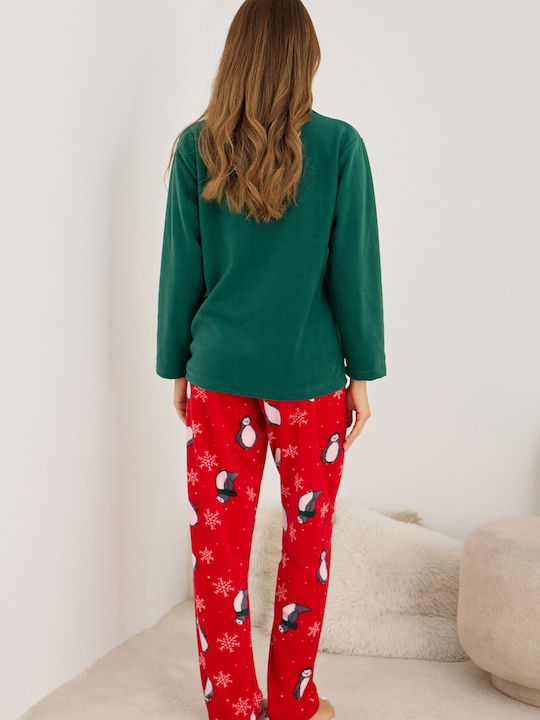 Siyah Inci Set Pijamale pentru Femei Dark Green