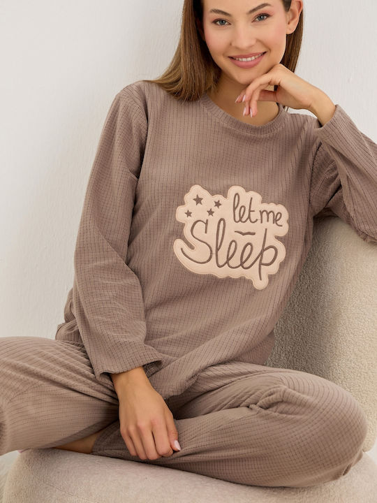 Siyah Inci Set Pijamale pentru Femei Light Khaki