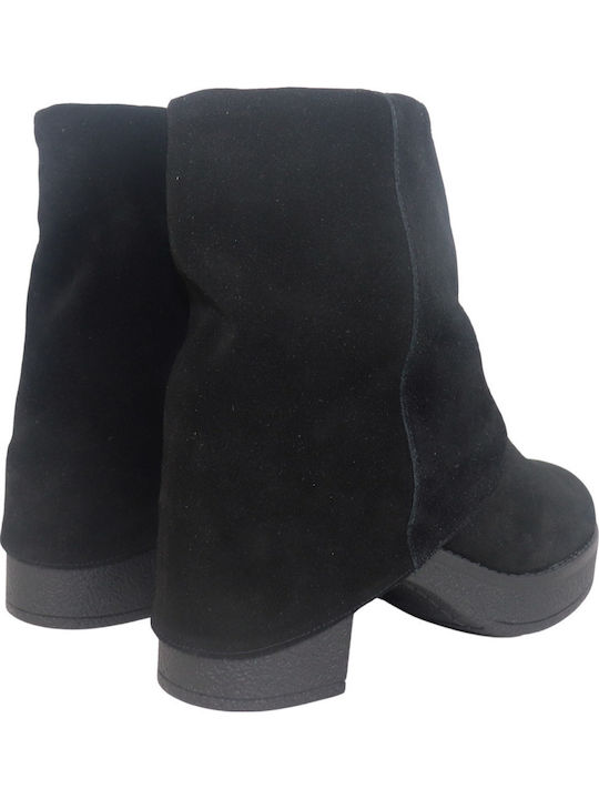 Leder Stiefeletten Damen Schwarz