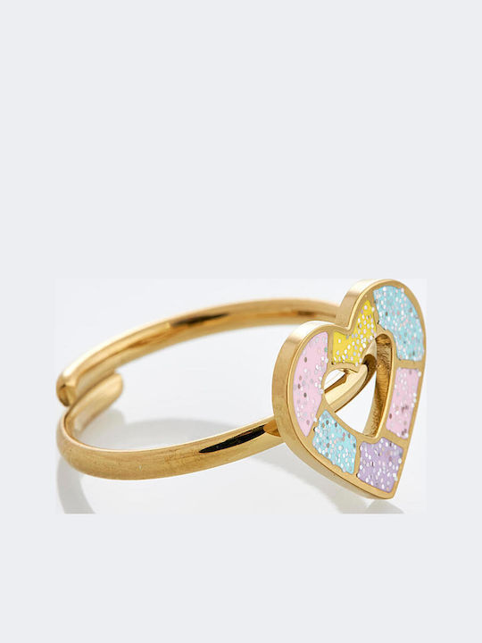 Stainless Steel Kids Ring with Design Heart RI-0006 Stainless Steel Kids Ring with Design Heart RI-0006