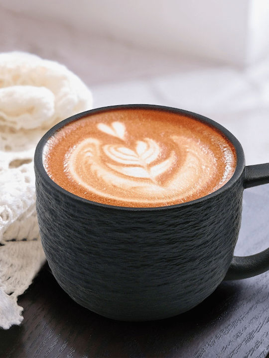 Miamio Set Tassen Kaffee Keramik Schwarz 450ml 4Stück