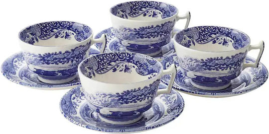 Spode Σετ Φλιτζάνια Καφέ Κεραμικά Μπλε 200ml 8τμχ