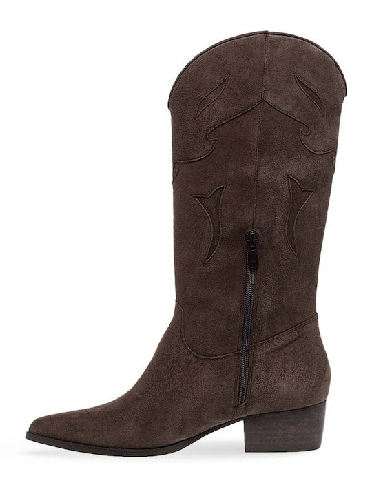 Leder Damenstiefel Cowboy Braun