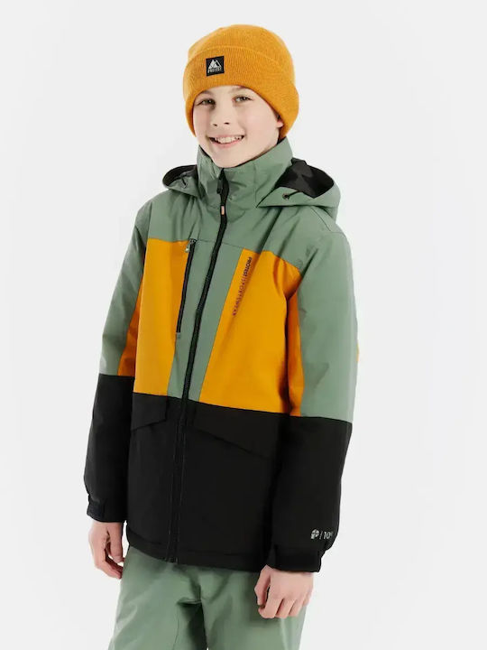 Waterproof Kids' Sports Jacket with Lining & Hood Caramel Yellow