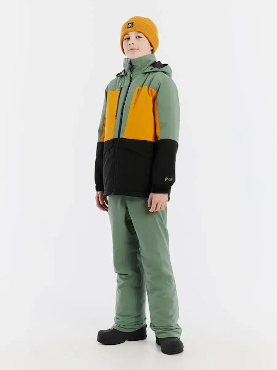 Waterproof Kids' Sports Jacket with Lining & Hood Caramel Yellow