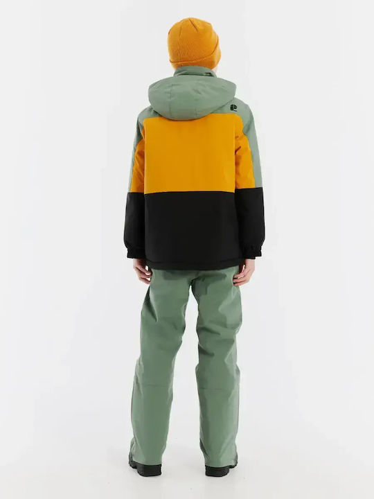 Waterproof Kids' Sports Jacket with Lining & Hood Caramel Yellow