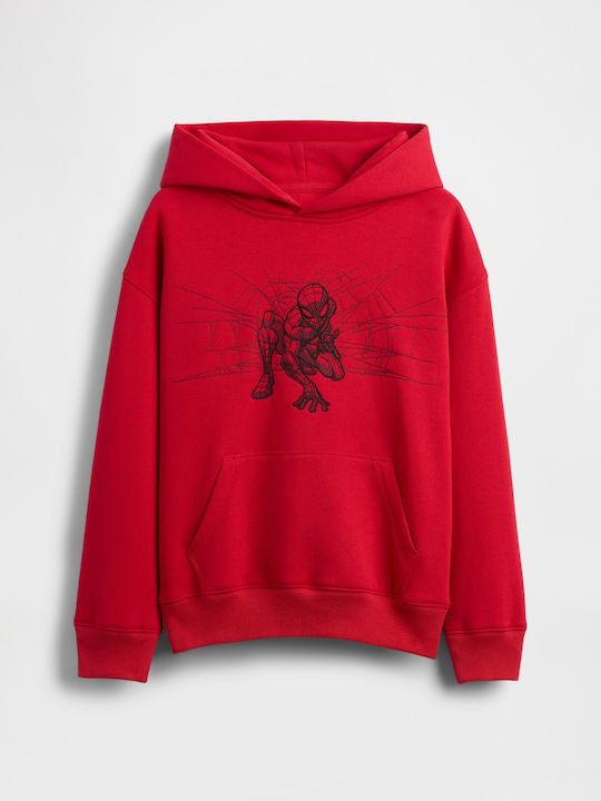 Fleece Παιδικό Φούτερ με Κουκούλα και Τσέπες Modern Red