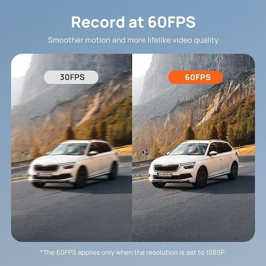 70Mai A810S-2 4K Windshield Car DVR Set with Rear Camera, 3" Display with Adhesive Tape