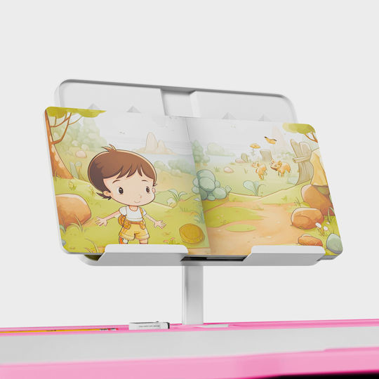 Kinder Schreibtisch aus Melamin Rosa 66x53x54-76cm