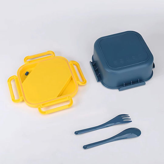 Roza Rz34617 Set Lunch Box Plastic 1000ml Water Bottle 500ml Spoon Knife Lightweight Portable