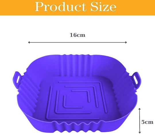 Square Silicone Cooking Form Air Fryer 16cm Purple
