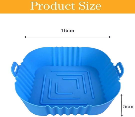 Silicone Square Cooking Form Air Fryer 16cm Light Blue
