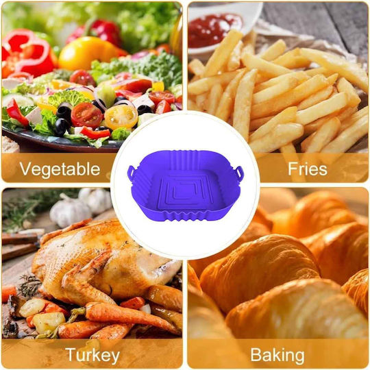 Square Silicone Cooking Form Air Fryer 16cm Purple