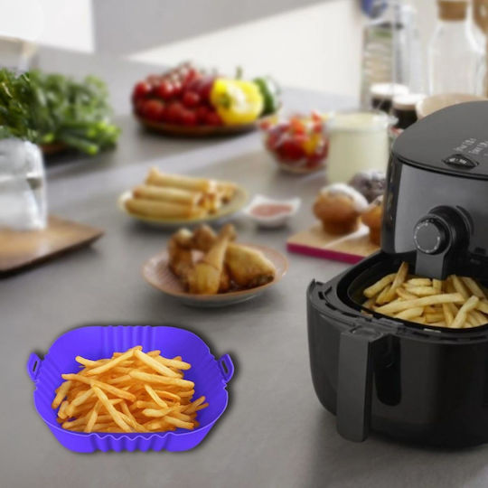 Square Silicone Cooking Form Air Fryer 16cm Purple