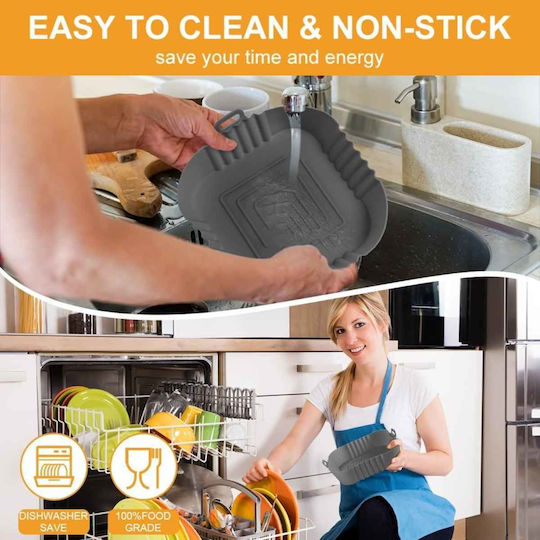 Silicone Square Cooking Form Air Fryer 16cm Grey
