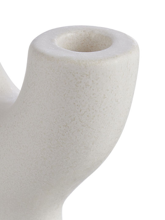 Suport Lumanari Ceramic Crem Adâncime 15cm Lățime 4,7cm Înălțime 15cm