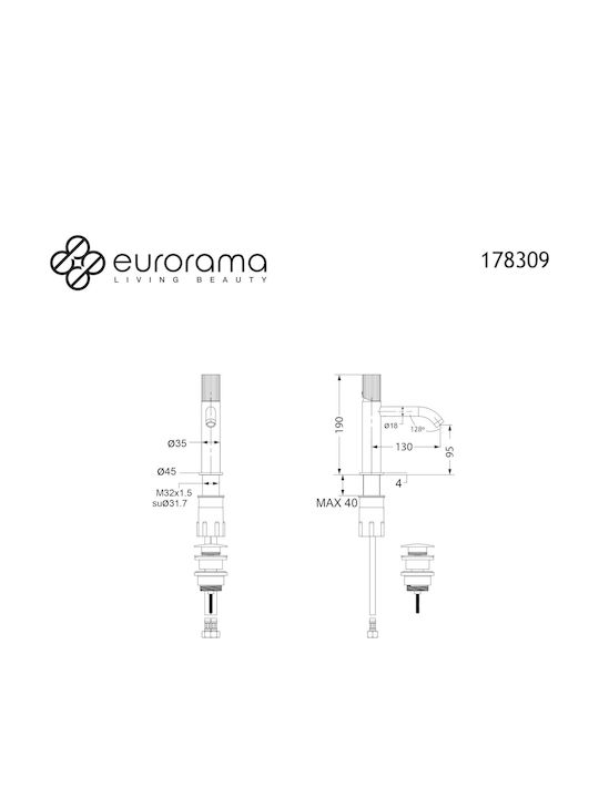 Sink Faucet Eurorama Oso 178309-410 Black Brushed Glossy