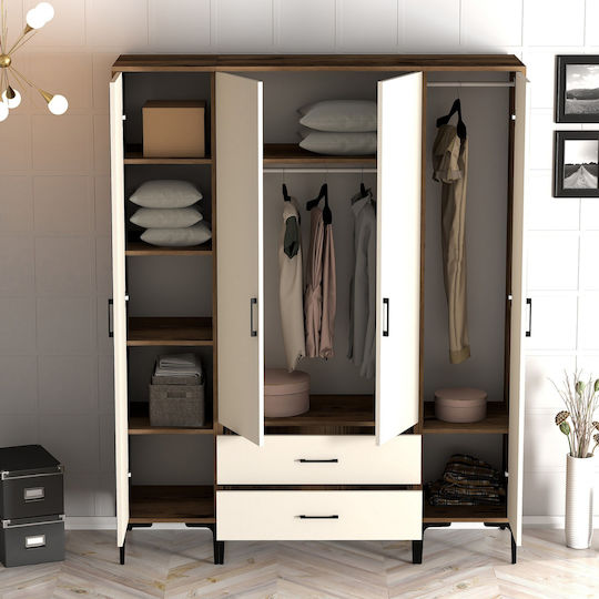 Гардероб Четири Врати Ptr Lidya Крем 160x47x201см