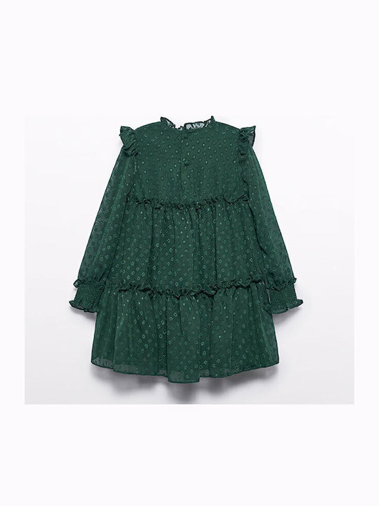 Abel Lula Children's Dress Long Sleeve Green