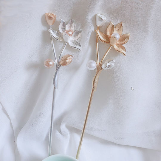 Hair Stick Chop Stick Flower Pearls Caroline